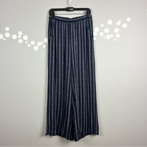 Cupcakes & Cashmere Bianca Wide-Leg Pants Size M Navy Striped Pockets
